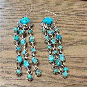Statement Kingman Turquoise Dangle Earrings